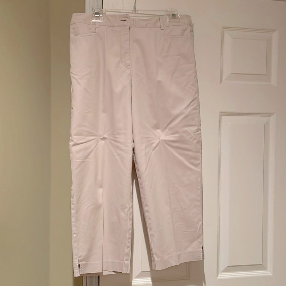 Kim Rogers ankle capris. Light weight cotton- spandex blend size 14 beige